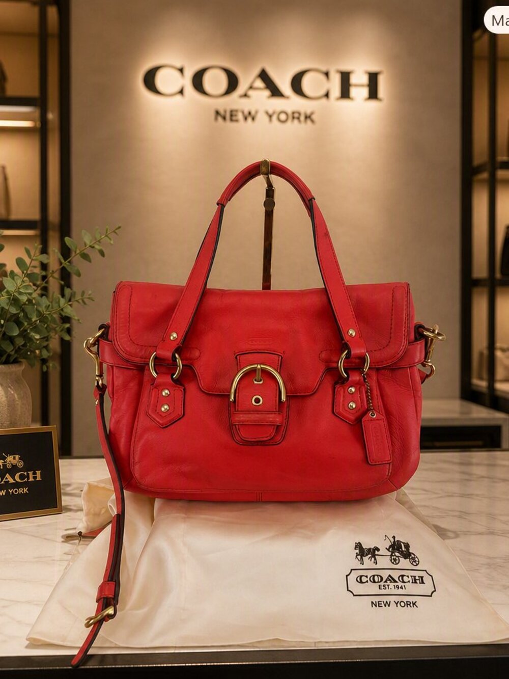 Coach Legacy Leather Buckle Coral Satchel F27331